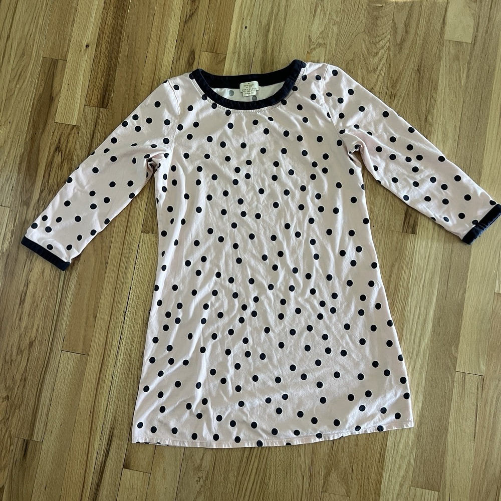 Kate Spade Pink Polka‎ dot Long Sleeve shirt Sleepwear Nightgown Knit Cotton Med